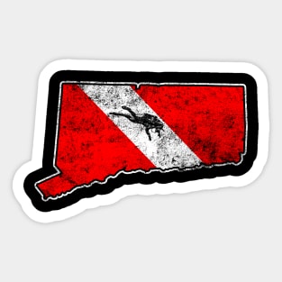 Connecticut Dive Flag Scuba Diving State Map Dive Flag Distressed Sticker